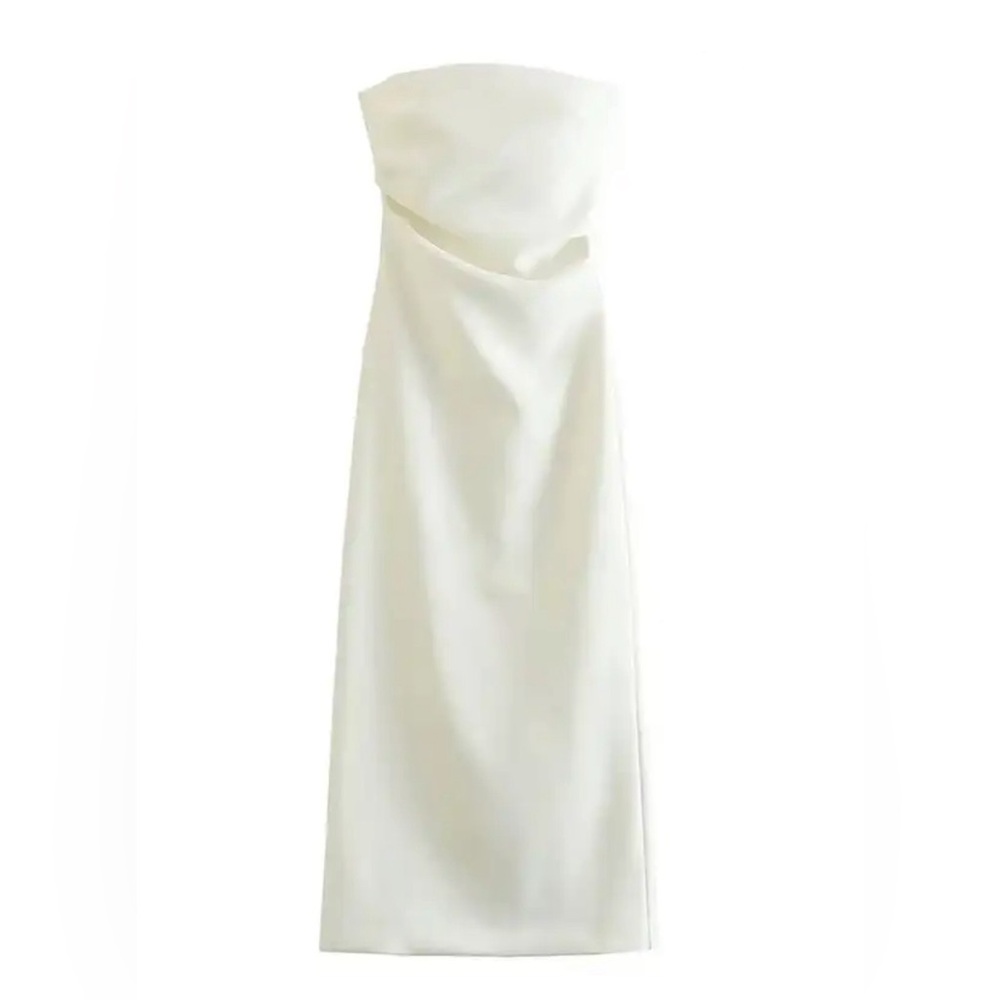 White strapless Midi dress Medium